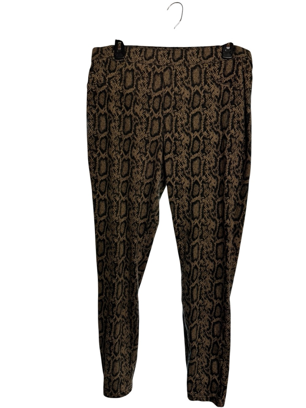 Women's Stretchable, Snake Print Pants - Brown & Black